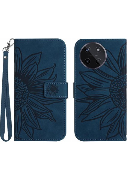 Realme 11 4g Flip Cüzdan Telefon Kılıfı Için Kılıf Kart Yuvaları ile Kısa Kayış (Yurt Dışından)