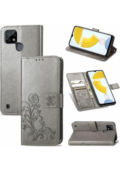 Realme C21Y Dört Yapraklı Yonca Kısa Kayış Deri Kılıf Kapak Kapak (Yurt Dışından) modelleri