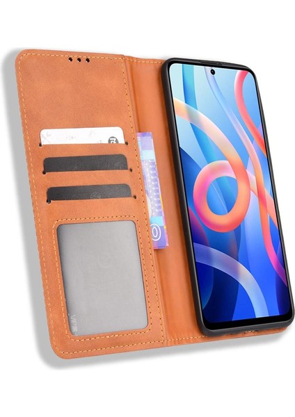 Xiaomi Poco M4 Pro Cüzdan Manyetik Kapatma Pu Deri Kılıf (Yurt Dışından)