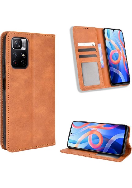 Xiaomi Poco M4 Pro Cüzdan Manyetik Kapatma Pu Deri Kılıf (Yurt Dışından)