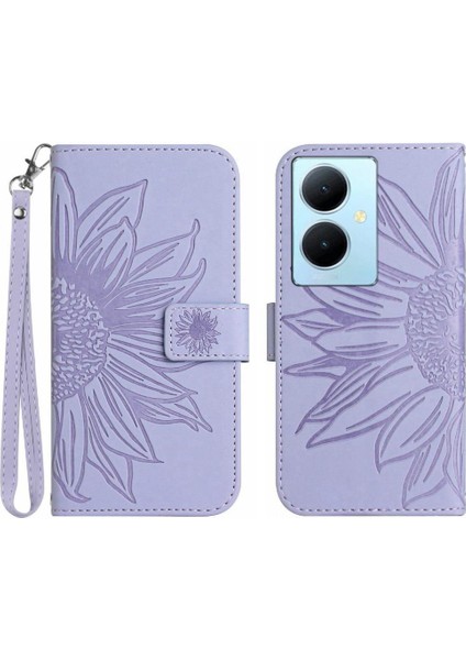 Vivo Y78 Kabartmalı Ayçiçeği Flip Cüzdan Telefon Kılıfı Için Kart Pu (Yurt Dışından)