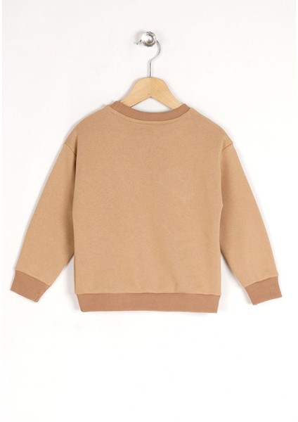 Bisiklet Yaka Uzun Kol Bej Renk Kız Çocuk Sweatshirt fiyatları