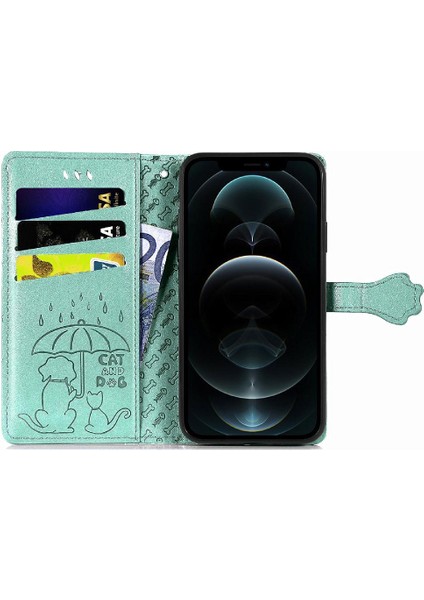 Iphone 12 Için Kılıf Promax Kısa Kayış Karikatür Hayvanlar Kapak Çevirin Deri (Yurt Dışından)