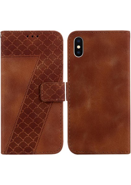 Telefon Kılıfı Için iphone X/xs Kabartmalı Desen Kart Yuvası Fonksiyonu Flip Folio (Yurt Dışından)