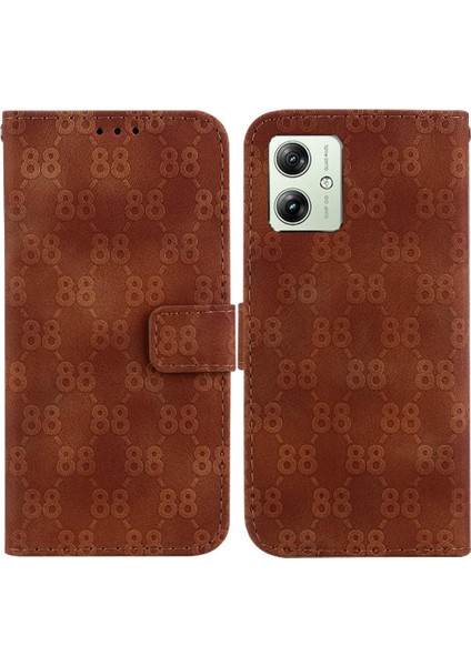 Motorola Moto G54 5g Için Telefon Kılıfı Pu Deri Kickstand Çift 8 Kabartmalı (Yurt Dışından)