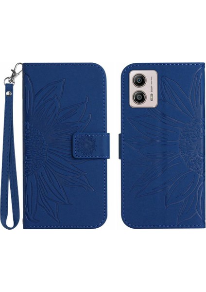 Motorola Moto G53 Flip Cüzdan Telefon Kılıfı Için Kılıf Kabartmalı Ayçiçeği Kısa (Yurt Dışından)