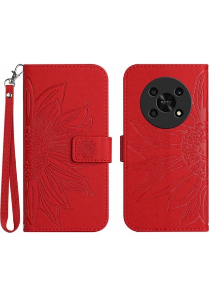 Onur Magic4 Lite 5g Için Kılıf Kısa Kayış Flip Cüzdan Telefon Kılıfı Lüks Pu (Yurt Dışından)