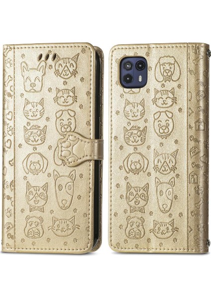 Moto G50 5g Flip Kapak Için Kılıf Darbeye Kısa Kayış Karikatür Hayvanlar (Yurt Dışından)