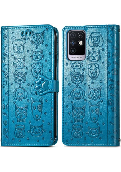 BDT Boutique Infinix Not 10 Karikatür Hayvanlar Için Kılıf Kısa Kayış Darbeye Flip Case (Yurt Dışından)