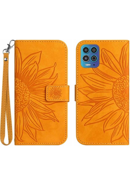 Motorola Moto G100 Kabartmalı Ayçiçeği Kart Yuvaları Tutucu Pu (Yurt Dışından)