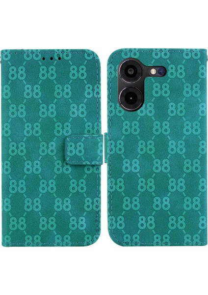 Tecno Pova 5 Pro Kickstand Çift 8 Kabartmalı Pu Deri Için Telefon Kılıfı (Yurt Dışından)