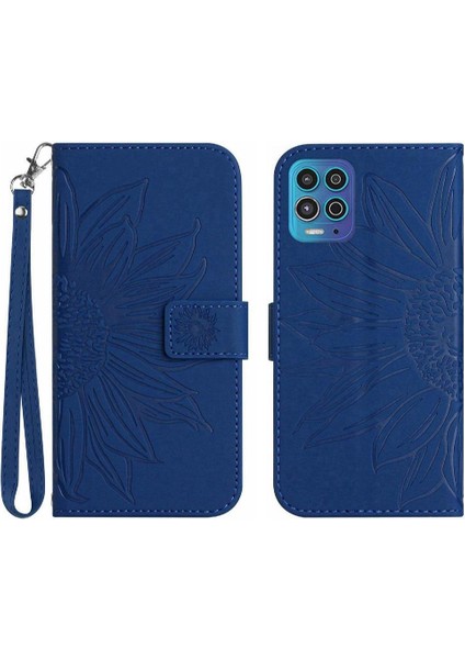 Motorola Moto G100 Kabartmalı Ayçiçeği Kart Yuvaları Tutucu Pu (Yurt Dışından)