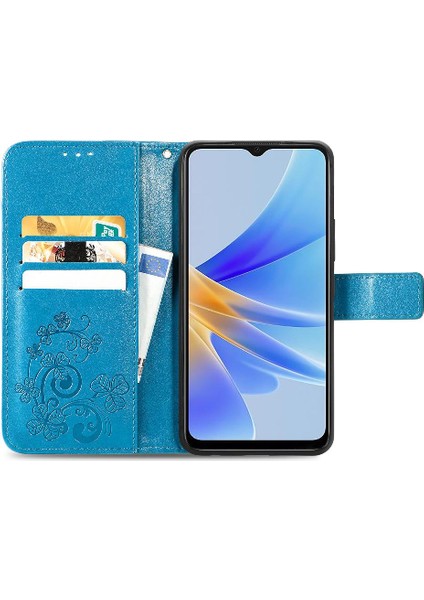 Oppo A17 Flip Kapak Için Kılıf Kısa Kayış Deri Kılıf Zarif Iş (Yurt Dışından)