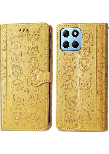 Huawei Onur X8 5g Karikatür Hayvanlar Için Kılıf Deri Kılıf Kapak Kapak Kısa (Yurt Dışından)