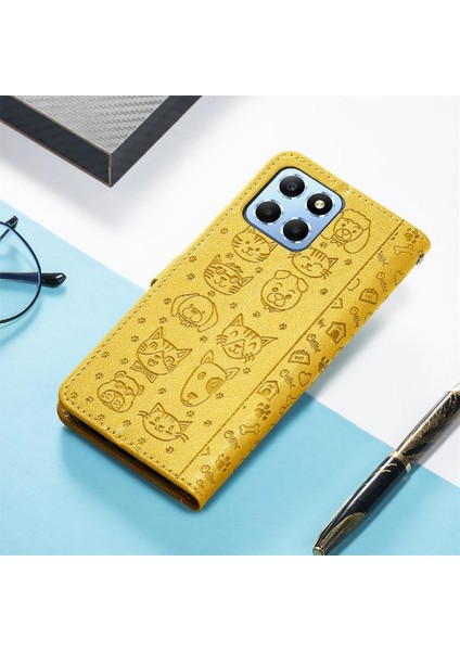 Huawei Onur X8 5g Karikatür Hayvanlar Için Kılıf Deri Kılıf Kapak Kapak Kısa (Yurt Dışından)