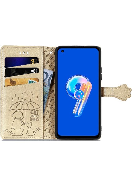 BDT Boutique Asus Zenfone 9 Için Kılıf Deri Kılıf Karikatür Hayvanlar Darbeye Kısa (Yurt Dışından)