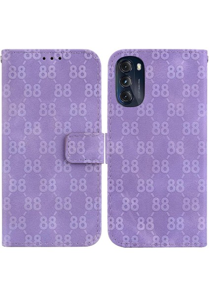Motorola Moto G 5g 2022 Için Telefon Kılıfı Pu Deri Çift 8 Kabartmalı Kart (Yurt Dışından)