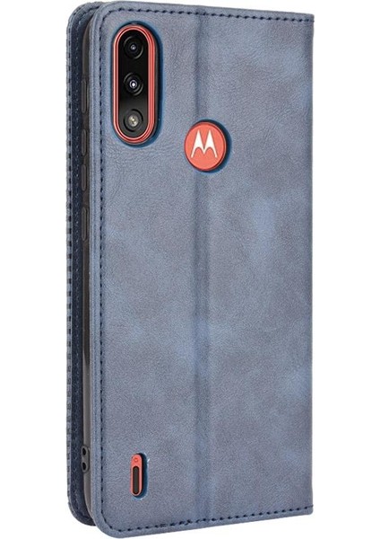 Motorola Moto E7 Güç Pu Deri Manyetik Kapatma Cüzdan Için Kılıf (Yurt Dışından)