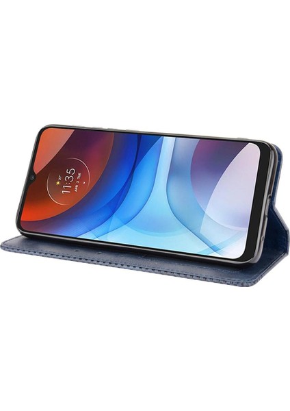 Motorola Moto E7 Güç Pu Deri Manyetik Kapatma Cüzdan Için Kılıf (Yurt Dışından)
