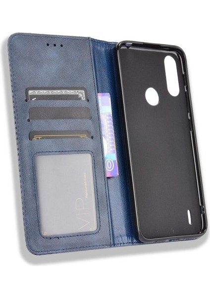 Motorola Moto E7 Güç Pu Deri Manyetik Kapatma Cüzdan Için Kılıf (Yurt Dışından)