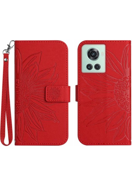 Oneplus 10R Kabartmalı Ayçiçeği Flip Cüzdan Telefon Kılıfı Için Kılıf Lüks Pu (Yurt Dışından)