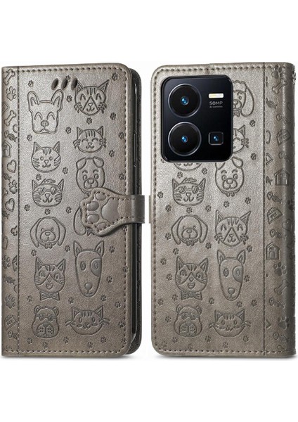 Vivo Y35 Flip Kapak Kılıf Için Kılıf Karikatür Hayvanlar Darbeye (Yurt Dışından)