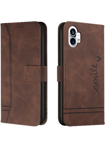 Nothing Telefon Kılıfı Telefon 1 Flip Folio Cüzdan Manyetik Kapatma Kartı Pu (Yurt Dışından)