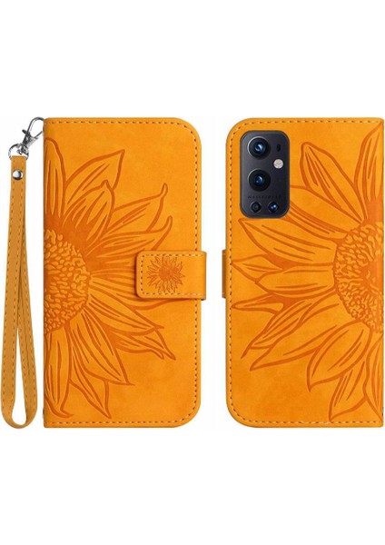 Kart Yuvaları Tutucu Kabartmalı Ayçiçeği Lüks Pu ile Oneplus 9 Pro Için Kılıf (Yurt Dışından)