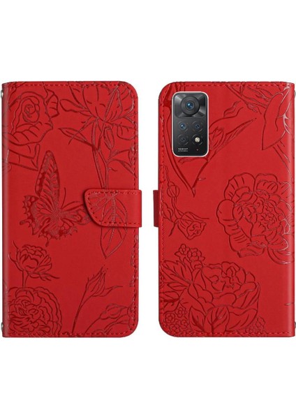 Xiaomi Redmi Not 11 Pro Çiçekler ve Bilek Kayışı ile Kelebekler Için Kılıf (Yurt Dışından)