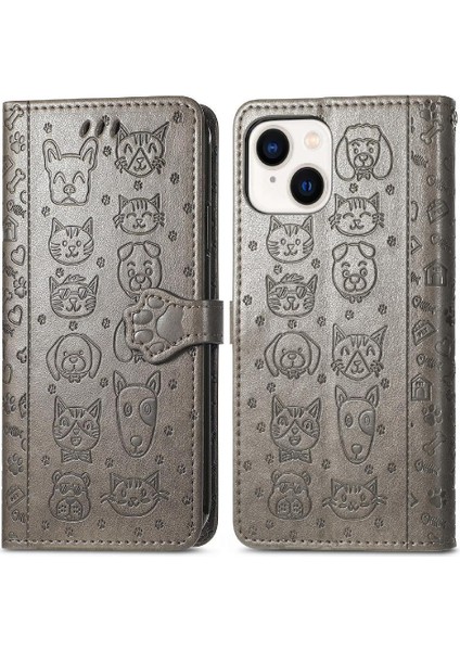 Iphone 15 Için Kılıf Artı Karikatür Hayvanlar Kısa Kayış Darbeye Deri (Yurt Dışından)