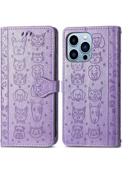 Iphone 13 Için Kılıf Pro Karikatür Hayvanlar Deri Kılıf Darbeye Çevir (Yurt Dışından)