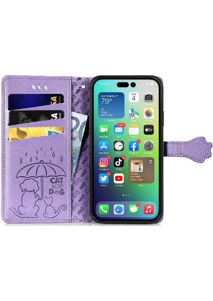Iphone 14 Için Kılıf Promax Karikatür Hayvanlar Kısa Kayış Kapak Çevirin Deri (Yurt Dışından)