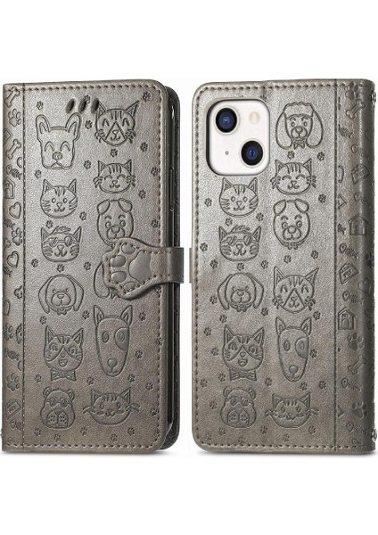 Iphone 13 Mini Deri Kılıf Kapak Kapak Darbeye Karikatür Kısa (Yurt Dışından)