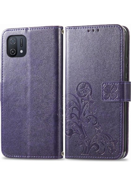 Oppo A16K Zarif Iş Flip Kapak Için Kılıf Kısa Kayış Dört Yaprak (Yurt Dışından)