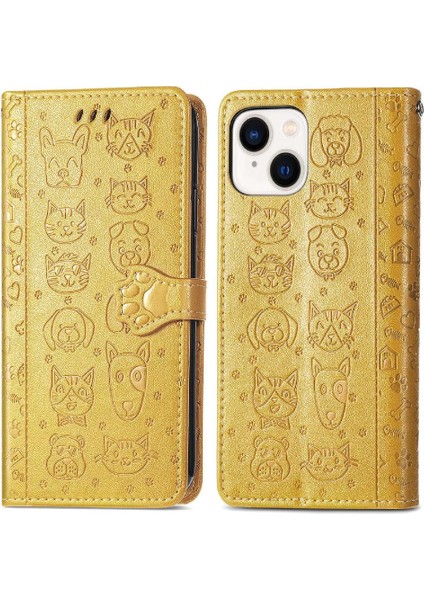 Iphone 15 Için Kılıf Artı Karikatür Hayvanlar Kısa Kayış Darbeye Deri (Yurt Dışından)