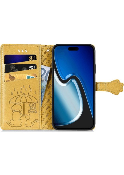 Iphone 15 Için Kılıf Artı Karikatür Hayvanlar Kısa Kayış Darbeye Deri (Yurt Dışından)