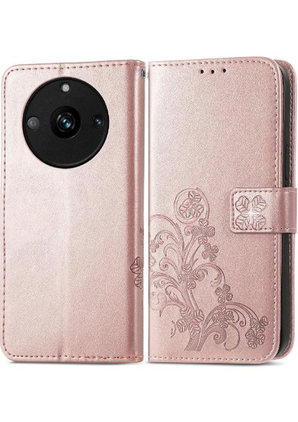 Realme 11 Pro Zarif Iş Dört Yapraklı Yonca Deri Kılıf (Yurt Dışından)