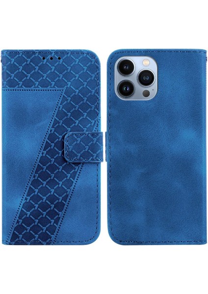 Iphone 13 Için Telefon Kılıfı Pro Kabartmalı Desen Cüzdan Kart Yuvası Fonksiyonu Pu (Yurt Dışından)