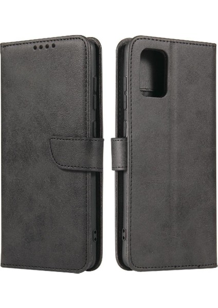 Samsung Galaxy A71 5g Manyetik Karbon Fiber Deri Folio Flip Case (Yurt Dışından)