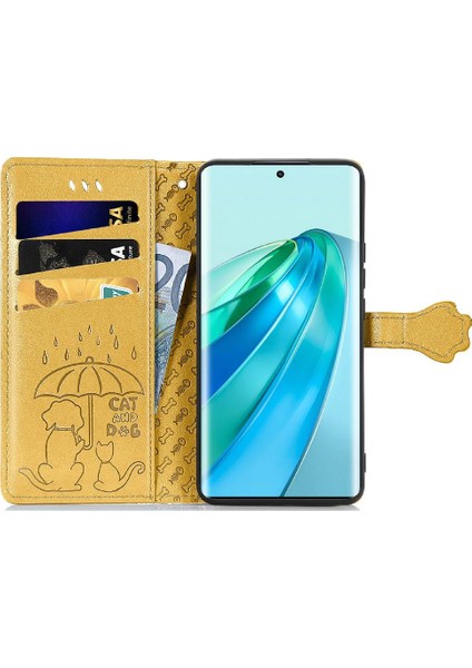 Huawei Onur X9A Karikatür Hayvanlar Için Kılıf Kısa Kayış Deri Kılıf Flip (Yurt Dışından)