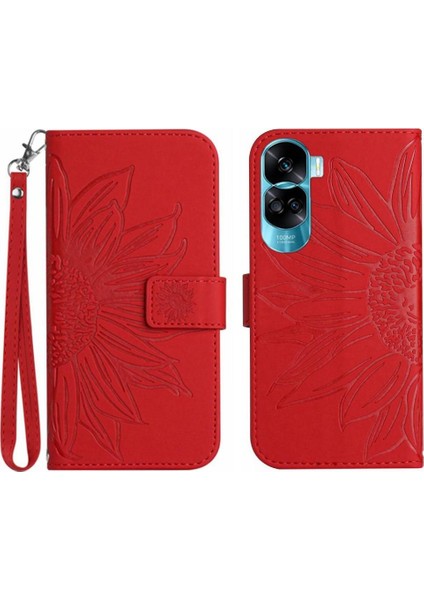 Kart Yuvaları Tutucu Lüks Pu Deri Flip Telefon ile Onur 90 Lite Için Kılıf (Yurt Dışından)