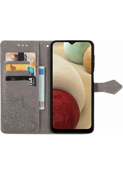 Samsung A12 Zarif Desen Basit Iş Deri Kılıf Flip Case (Yurt Dışından) fırsatları