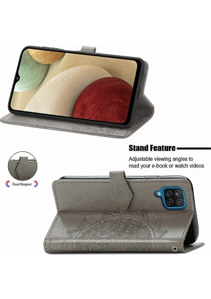 Samsung A12 Zarif Desen Basit Iş Deri Kılıf Flip Case (Yurt Dışından) indirimleri