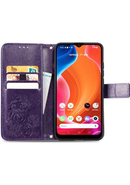 Realme C20 Dört Yapraklı Yonca Flip Kapak Kılıf Için Kılıf Kısa Kayış (Yurt Dışından) indirimleri