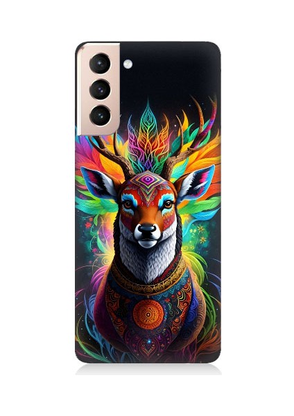 Samsung Galaxy S21 Uyumlu Mistik Ala Geyik Desenli Silikon Kılıf