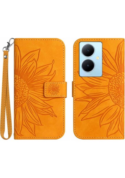 Vivo Y78 Kabartmalı Ayçiçeği Flip Cüzdan Telefon Kılıfı Için Kart Pu (Yurt Dışından)