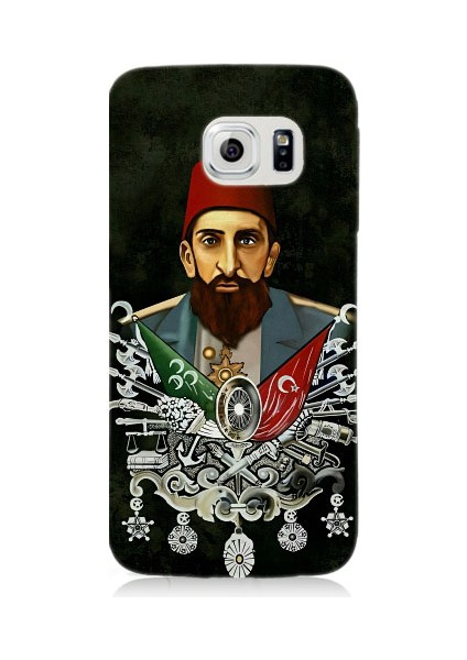 Samsung Galaxy S6 Edge Uyumlu Osmanlı 2. Abdülhamid Han Desenli Silikon Kılıf