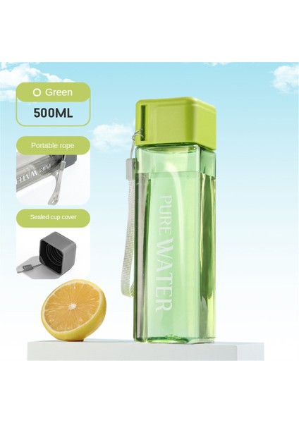 Basit Kare Su Bardağı, Kişiselleştirilmiş Taşınabilir Bardak, Yaratıcı Taşınabilir Bardak, Sızdırmaz ve Isıya Dayanıklı Plastik Bardak Pc Yeşil #500ML (Yurt Dışından)
