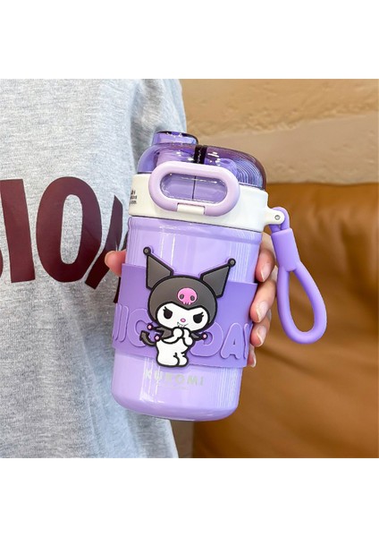Sanrio Gözlük Çift Içme Kızlar Yüksek Görünümlü Termos Su Bardağı 2023 Yeni Paslanmaz Çelik Su Isıtıcısı Taşınabilir Bardak Tek Fincan Küçük Boy #mor 430ML (Yurt Dışından)