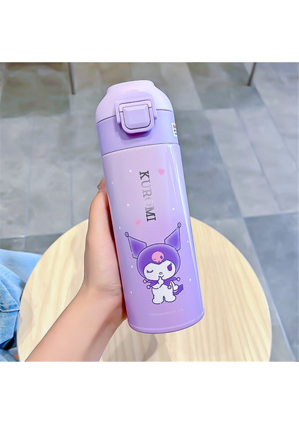 CCmoo Pretty Sanrio Kurome Çocuk Termos Bardak Kızlar Paslanmaz Çelik 316 Doğrudan Içme Suyu Bardağı Öğrenci Okul Özel Su Isıtıcısı Kurome Mor #400ML (Yurt Dışından)